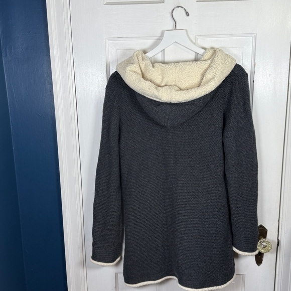 LL Bean Women's Sherpa Trimmed Hooded Cardigan Button-front Jacket W2055 Sz XL - Picture 7 of 8